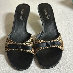 Madeline Animal Print Slip On Sandal Heel Low Heel Size 6
